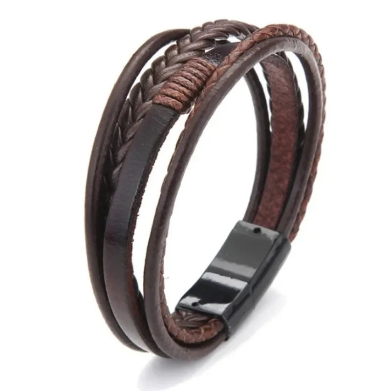 Bracelet tressé en cuir tendance Delysia King pour homme