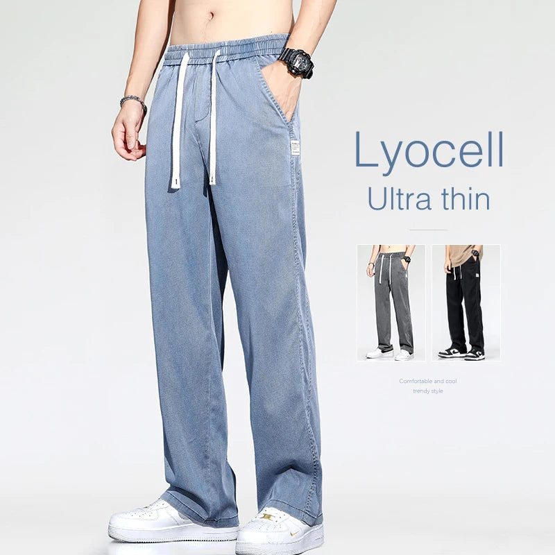 Lockere Sommerjeans aus Lyocell mit weitem Bein