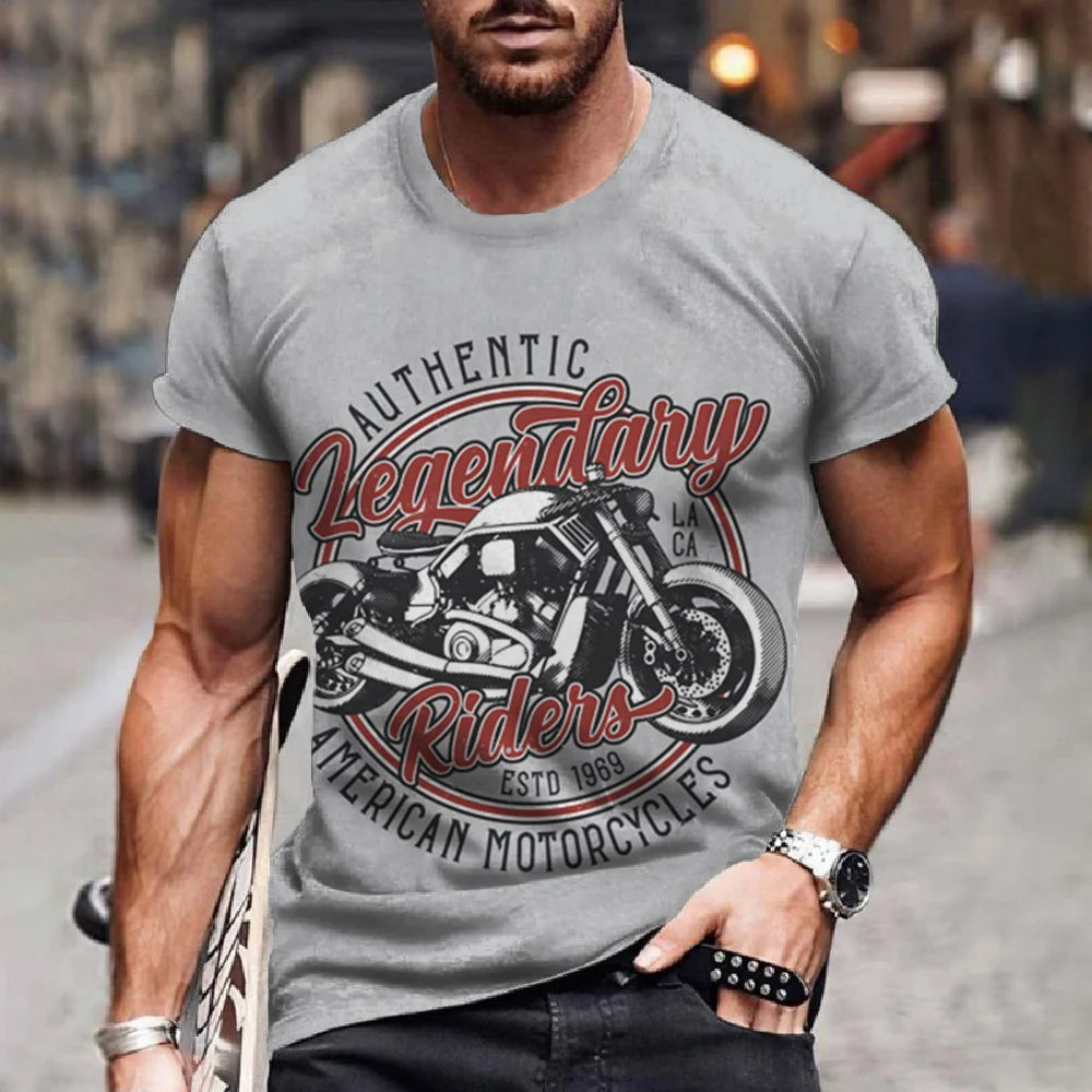 Retro Motorcycle Racing 3D Print Tee