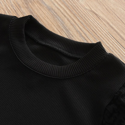 Set aus Rundhalsoberteil und Karomuster für Mädchen