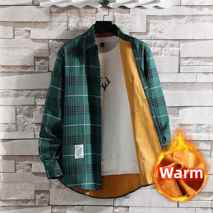 Chemise à carreaux épaisse et chaude pour homme