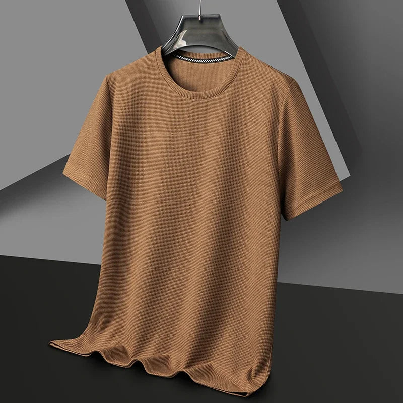 Men's New Summer Waffle Round Neck Short Sleeved T-shirt