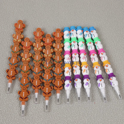Lot de 10 crayons à papier en forme de bonhomme de neige et de pain d'épices