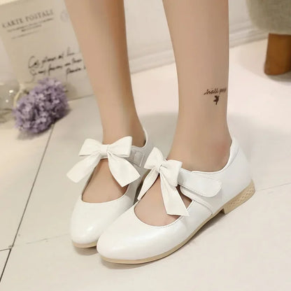 Girls' Leather Bow Small High Heels Princess Shoes