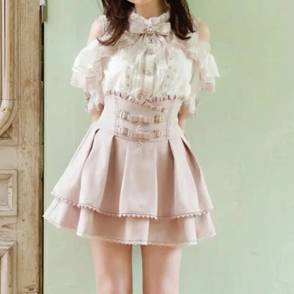 Japan Style High Waist Pleated Mini Skirt