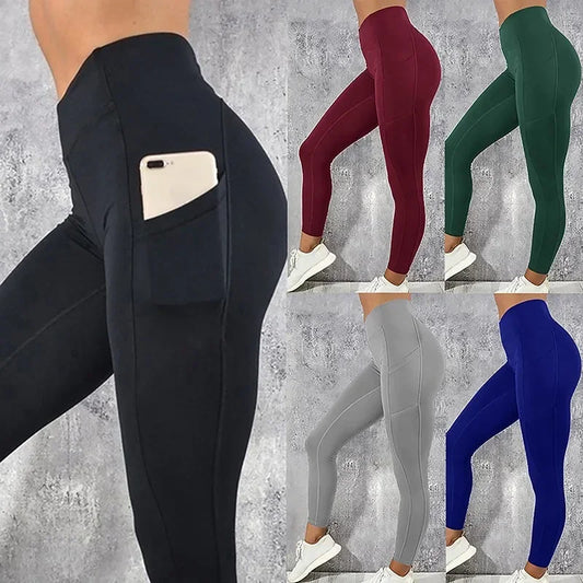 Plus Size Pocketed Sports Leggings for Women