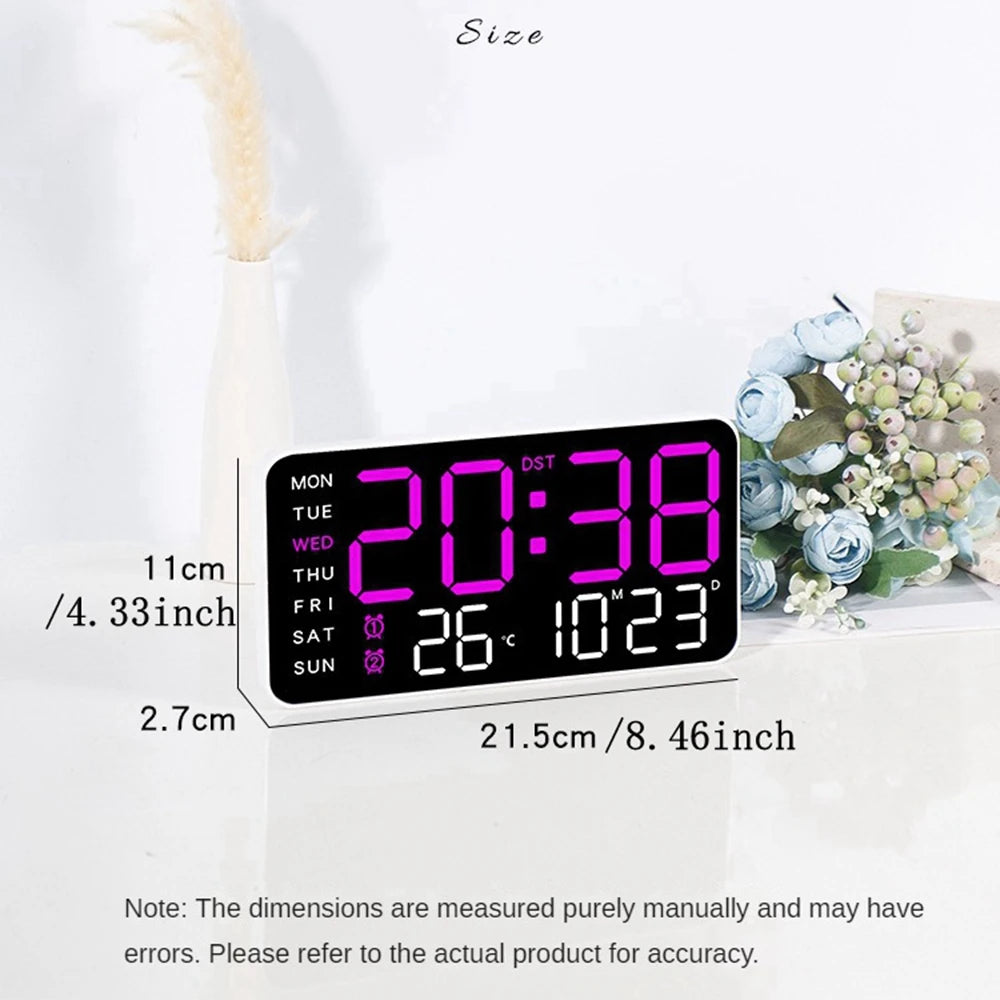 LED Digital Wall Clock Temperature Date Week Display Table Alarm Clocks