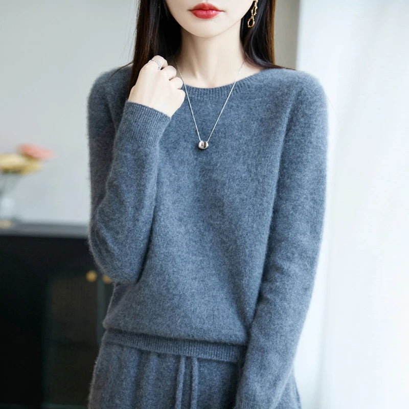 Women's Winter Warm Crew Neck Wool Sweater