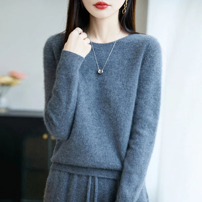 Women's Winter Warm Crew Neck Wool Sweater
