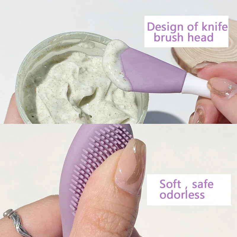 Brosse pour masque facial en silicone à double tête