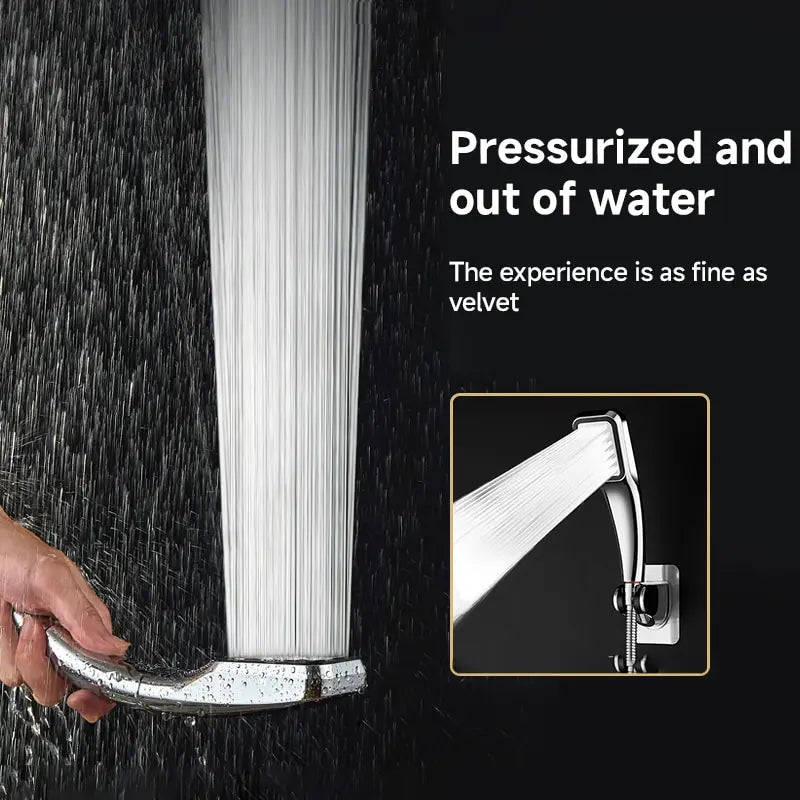 300-Hole Pressurized Square Showerhead - Handheld & Water Saving