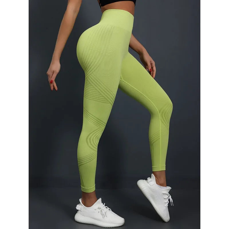 Einfarbige Yoga-Leggings mit hoher Taille für Damen