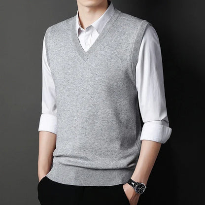 Men's V-neck Knitted Sleeveless Sweaters