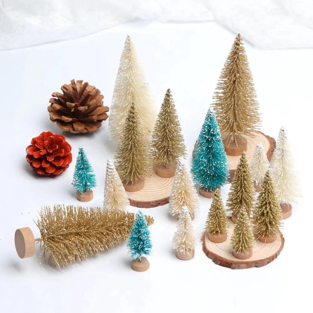 Lot de 8 mini sapins de Noël à paillettes pour la décoration