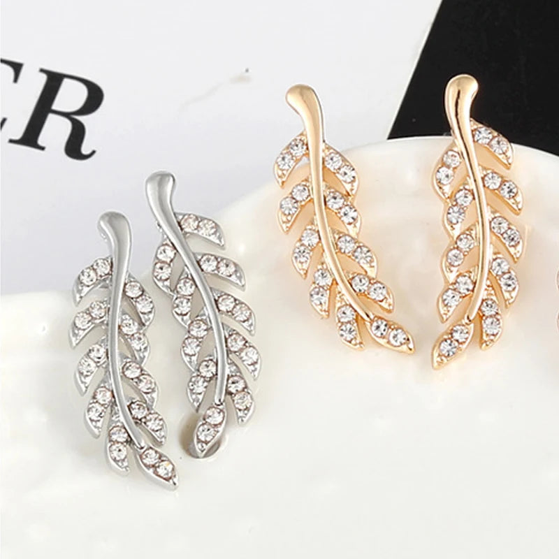 Boucles d’oreilles vintage feuille de cristal