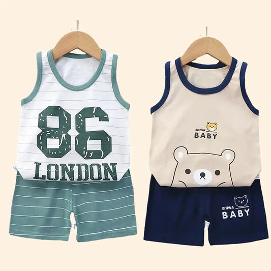 Summer Kids Vest Suit - Cotton T-Shirts & Shorts