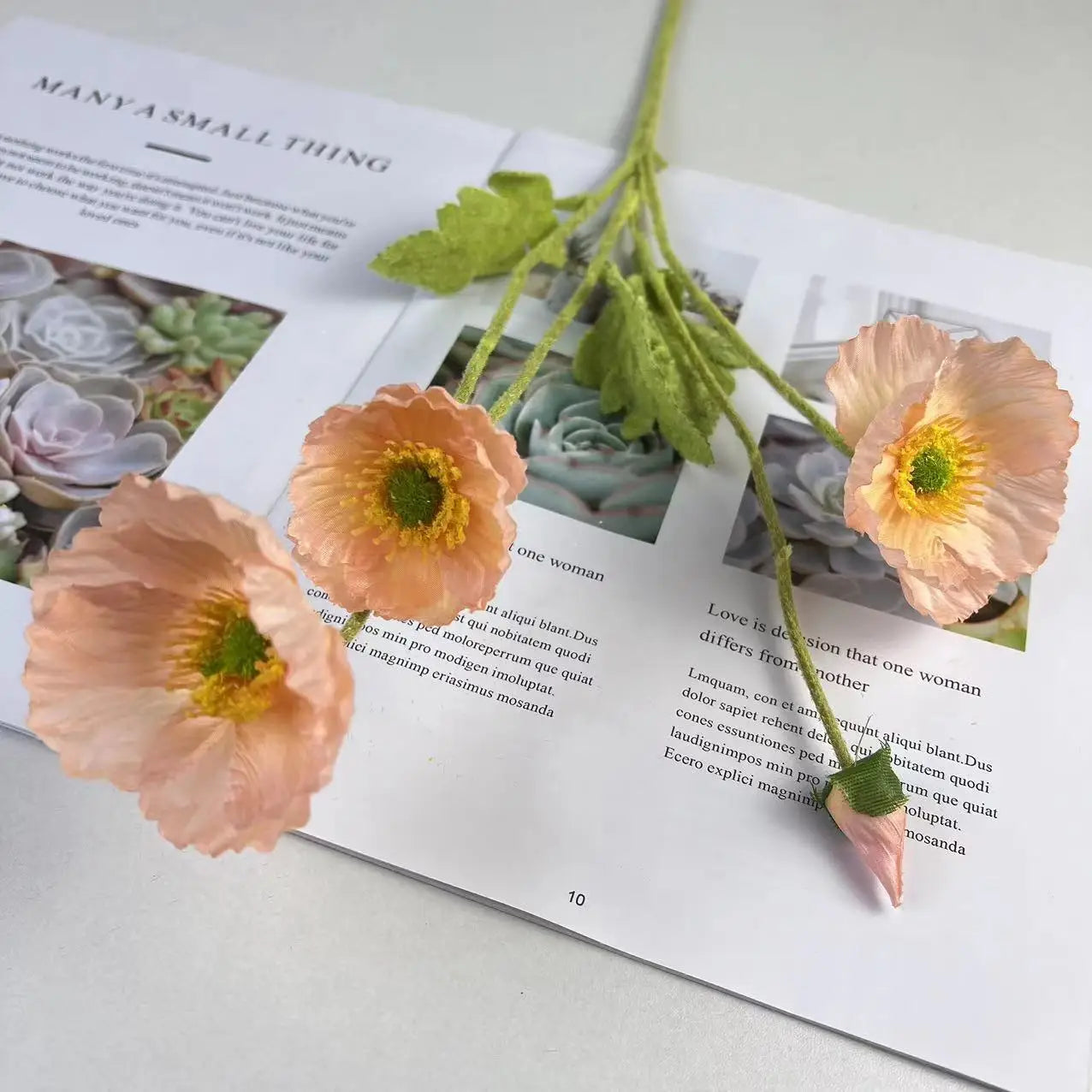 Bouquet de fleurs artificielles en soie de pavot pour décoration d'intérieur