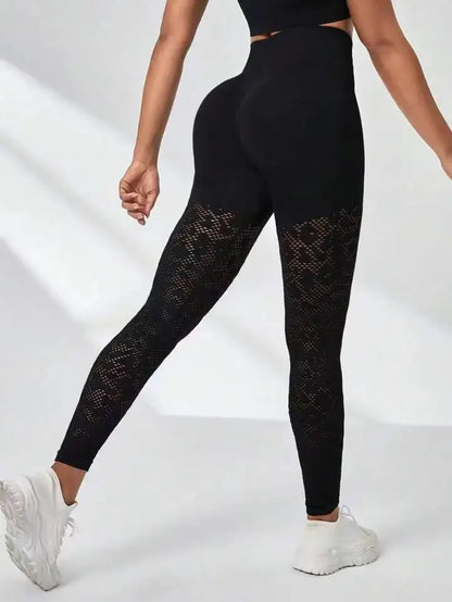 Leggings de gymnastique ajourés sans couture pour femmes