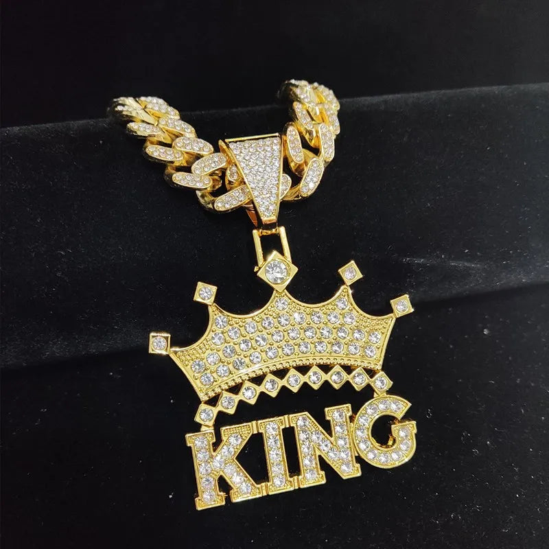 Chaîne cubaine King avec couronne creuse de style rue, 1 pièce