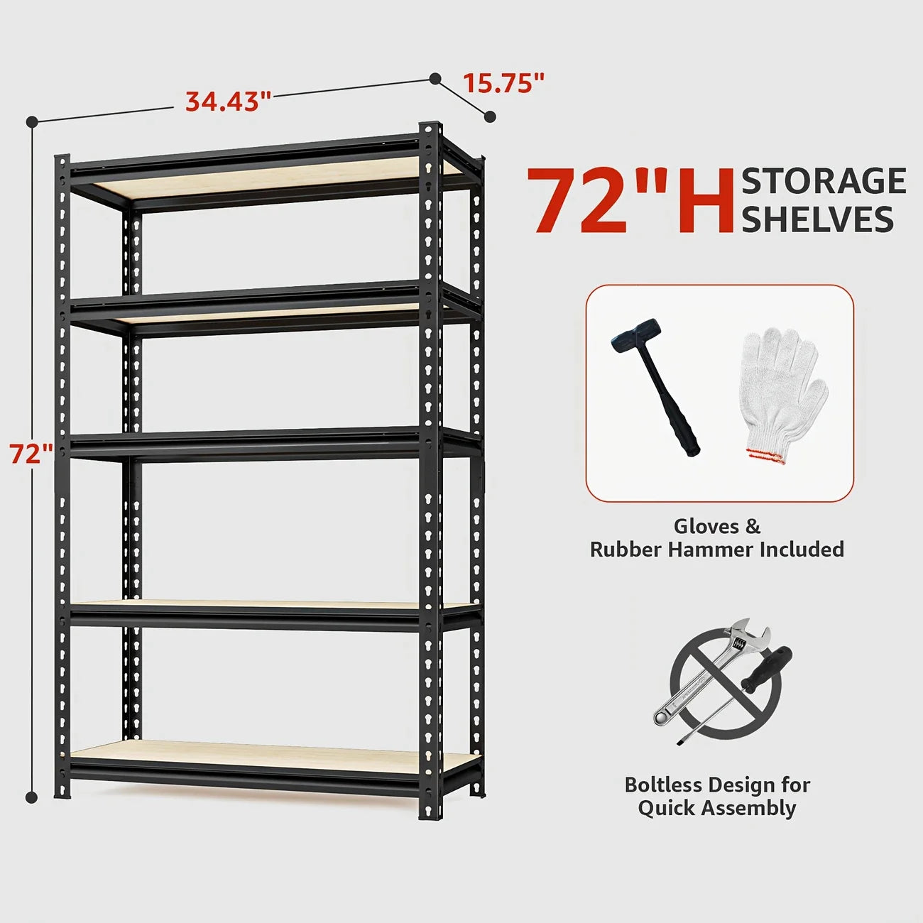 Étagères de rangement industrielles triple largeur à 5 niveaux - Étagères à cadre métallique à affichage ouvert