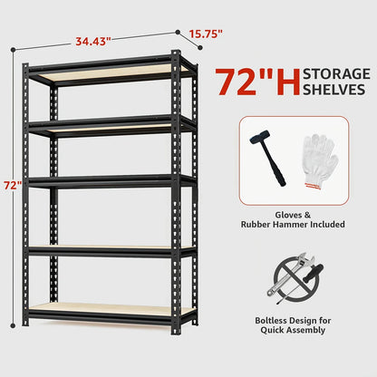 Étagères de rangement industrielles triple largeur à 5 niveaux - Étagères à cadre métallique à affichage ouvert