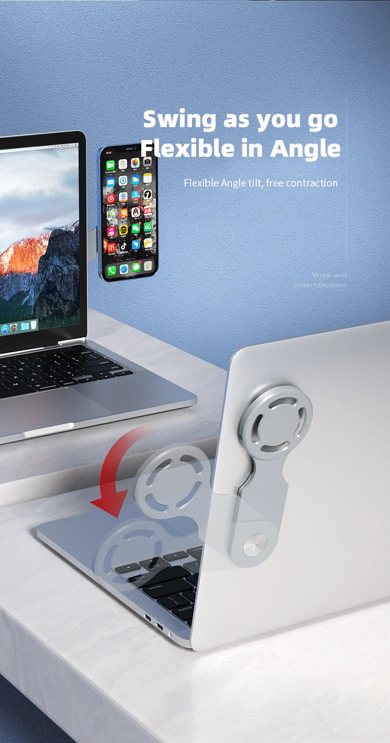 Laptop Side Phone Holder and magnetic Wireless Charging Stand