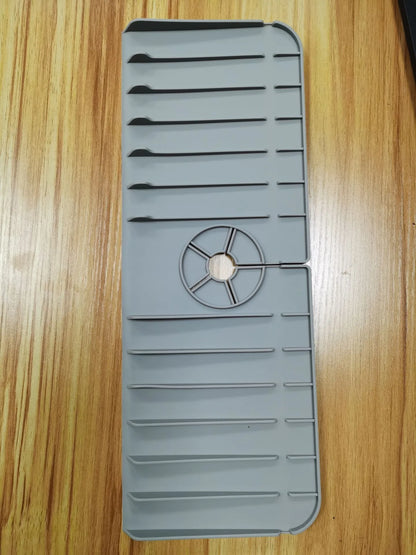 Tapis de robinet d'évier en silicone avec égouttoir en éponge