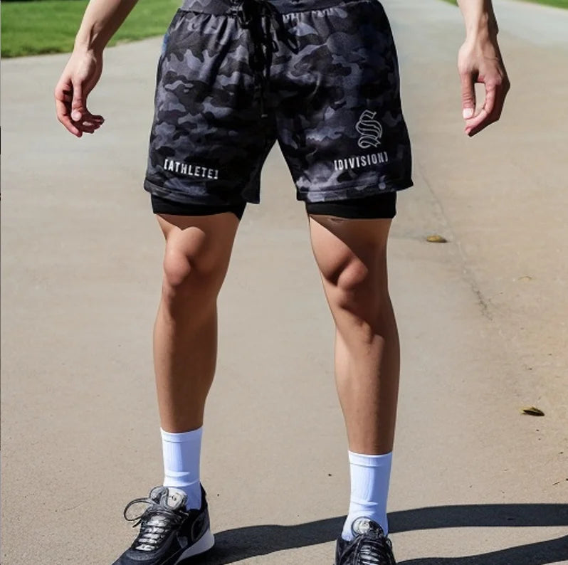 Nouveau short de sport respirant 2 en 1