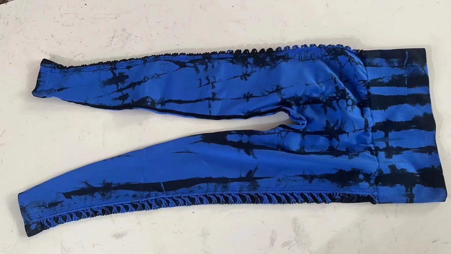 Mesh Tie Dye Hip Lift Pants