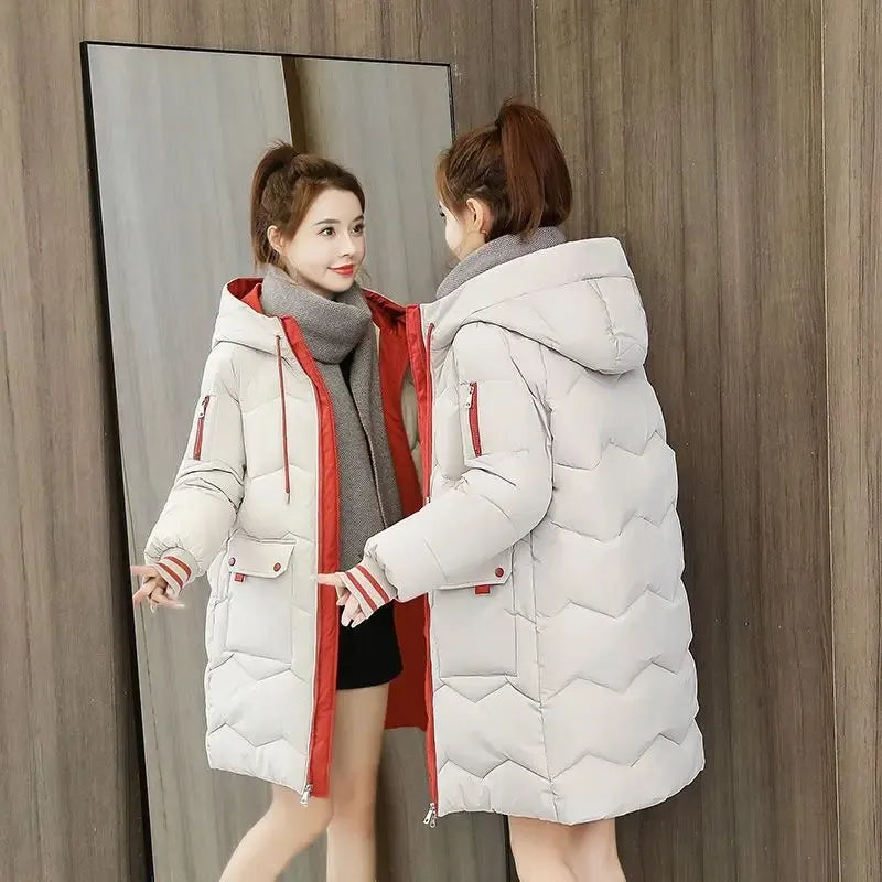 Parka surdimensionnée à capuche pour femme, manteau long et chaud coupe-vent