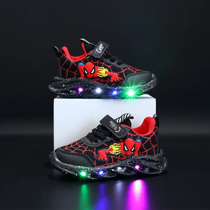 Jungen Disney LED Spiderman Mesh Outdoor beleuchtete rutschfeste Sneakers
