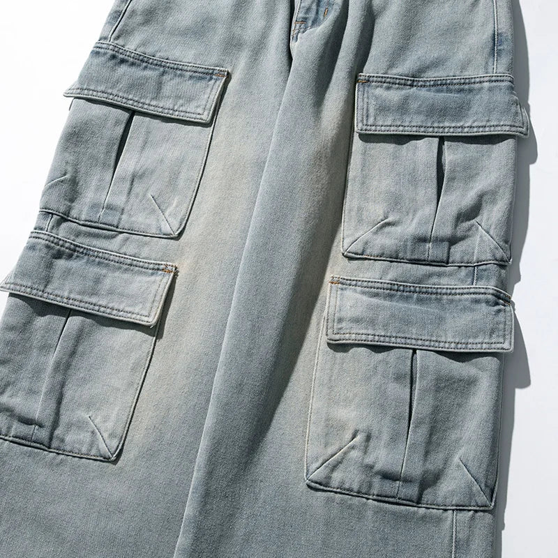 Vintage Multi-Pocket Workwear Jeans for Men