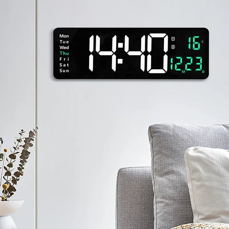 Large Digital Wall Clock with Temperature/Date/Week Display & Remote Control