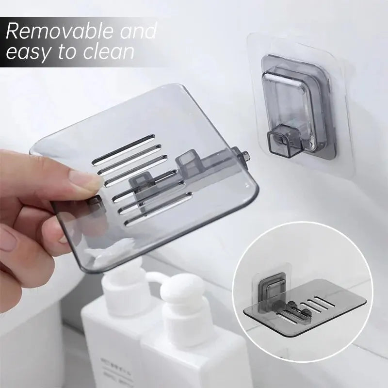 Self-Adhesive Transparent Wall-Mounted Soap Rack