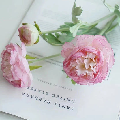 Bouquet de pivoines en soie à 3 têtes Fleurs artificielles élégantes