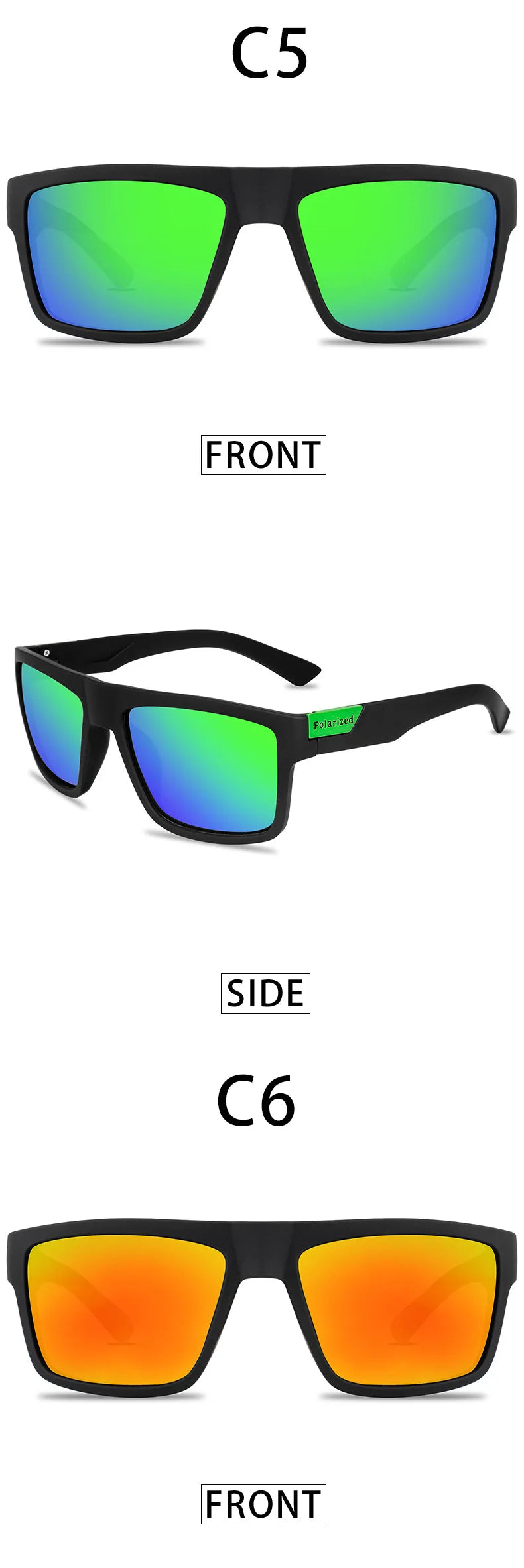 Polarisierte UV400-Sportsonnenbrille in Echtfarbe zum Fahren, Angeln, Laufen