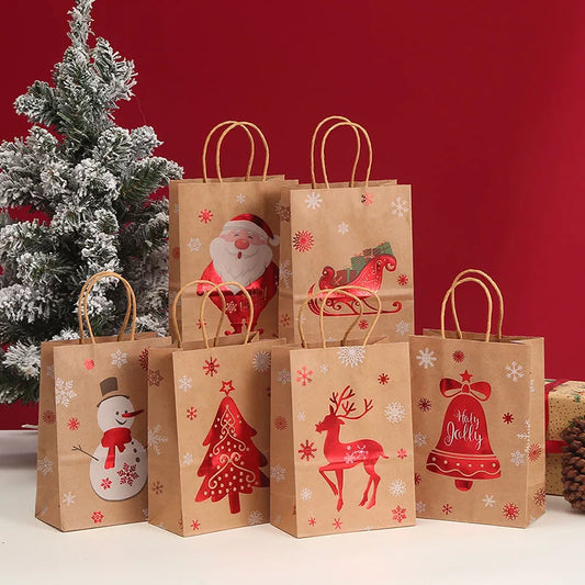 6pcs Random Style Christmas Gift Bags with Handles