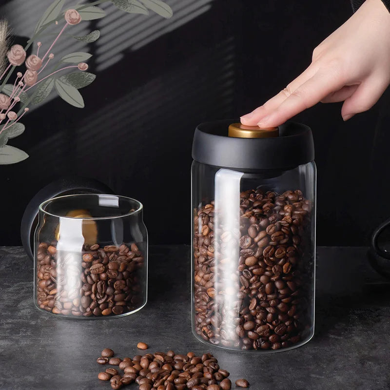 Pichet en verre scellé sous vide pour grains de café