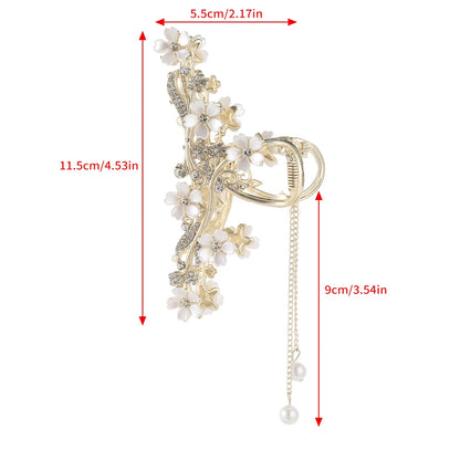 Haarspange mit Rosen und Schmetterlingen, goldfarbene Quaste