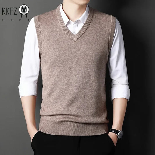 Men's V-neck Knitted Sleeveless Sweaters