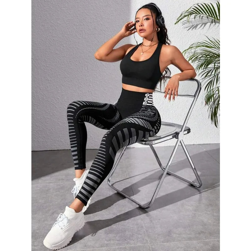 Nahtlose Yoga-Leggings mit hoher Taille und Print