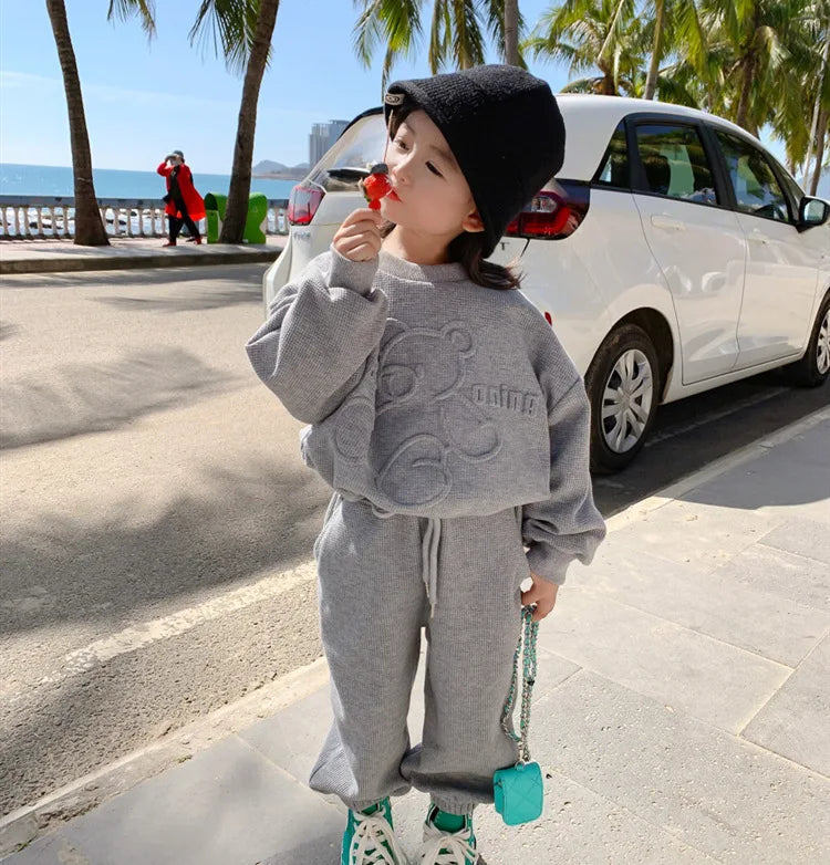 Pull et pantalon de sport deux pièces à col rond pour enfants