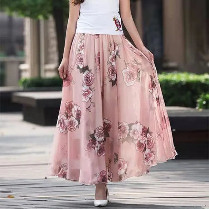 Chiffon Floral High-Waist Maxi Skirt