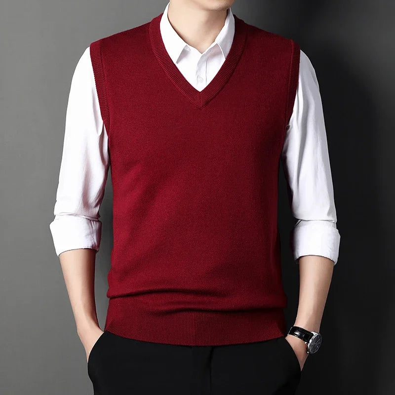 Men's Solid Color Sweater Vest Warm Top