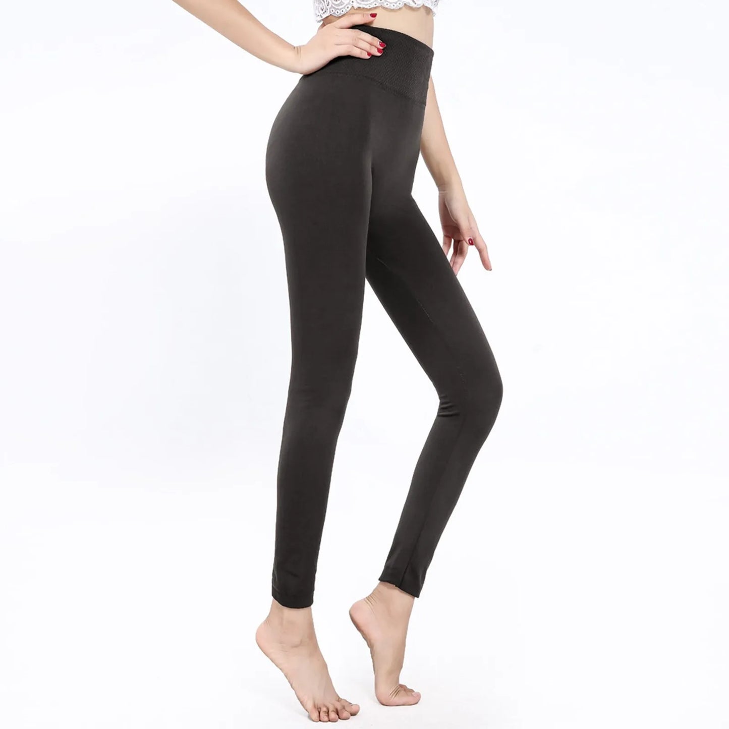 Weiche, mit Fleece gefütterte Leggings mit hoher Taille für Damen