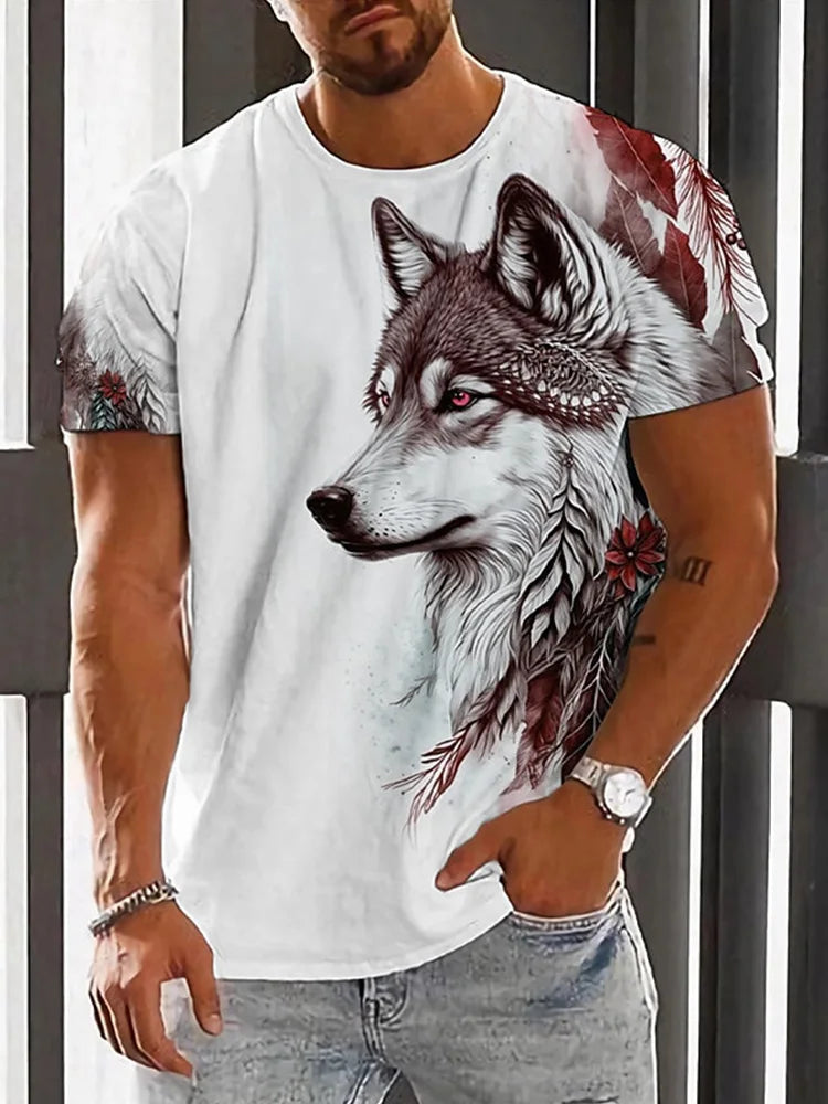 3D Wolf Pattern Men's Summer T-Shirt