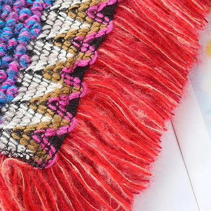 Poncho mongol tendance - Cape tricotée ethnique