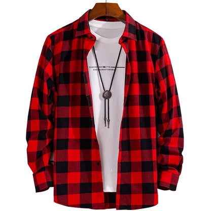 Brushed Plaid Cotton Long Sleeve Shirt