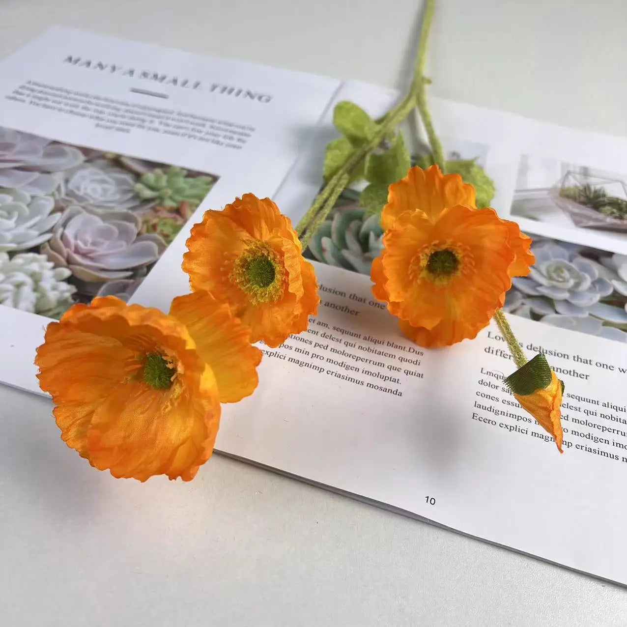 Bouquet de fleurs artificielles en soie de pavot pour décoration d'intérieur