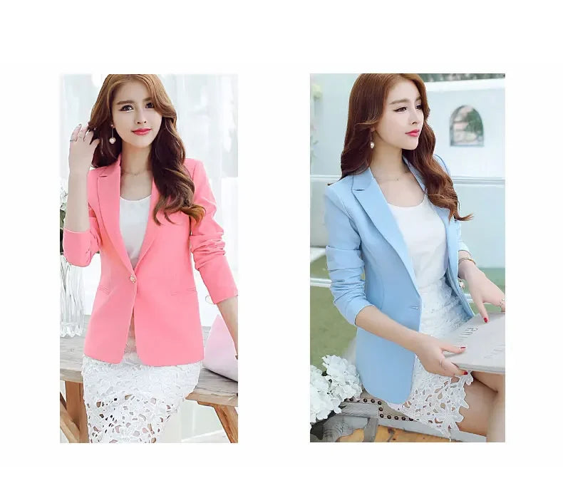 Elegant Women's Skinny Patchwork Blazer with Ruffles for Spring/Summer